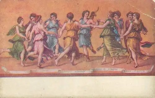 Painting La Danza d' Apollo con le muse Giulio RomanoPostcard