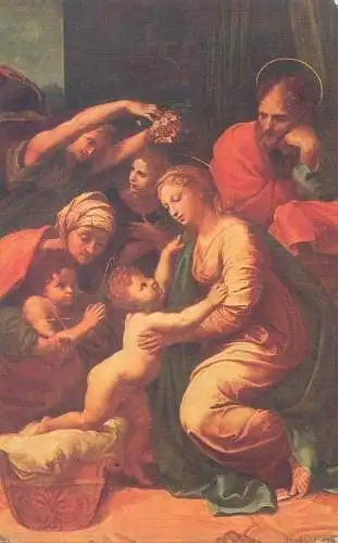 Painting Raffaelo Santi the saint family Postcard