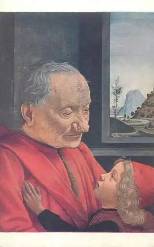 Painting Domenico Grillandajo di Tommaso Bigordi portrait of old man and grandson Postcard