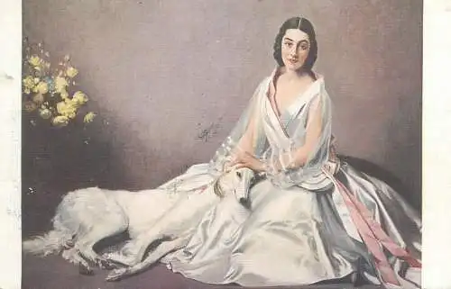 Illustrators postcard Salon de Paris Etcheverey the girl with the greyhound