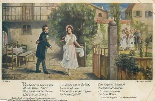 Illustrators postcard A. Broch Das Dreimaderlhaus 1917