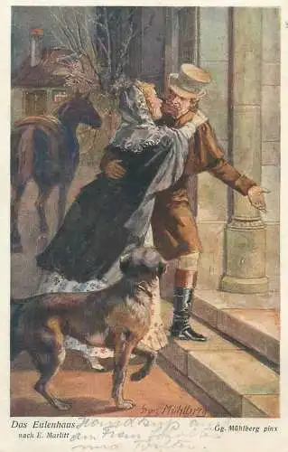 Illustrators postcard Gg. Muhlberg Das Eulenhaus nach E. Marlitt