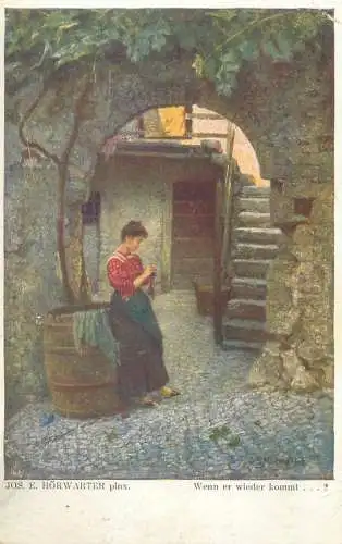 Illustrators postcard Jos. E. Horwarter Wenn er wieder kommt 1915