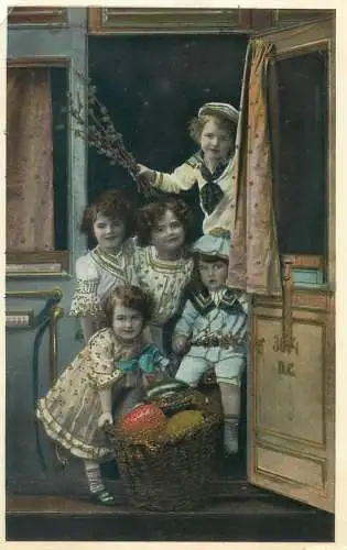 Early British Easter greetings postcard children