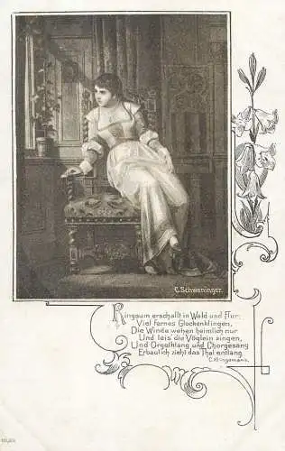 AK C. Schweninger signed C. Klingemann poem poetry postcard 1900`s