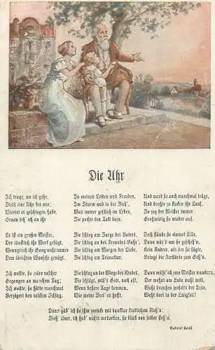 AK Die Uhr ( The Clock ) german poem poetry Gabriel Seidl Franz Manget " Bunte Reihe " nr. 39