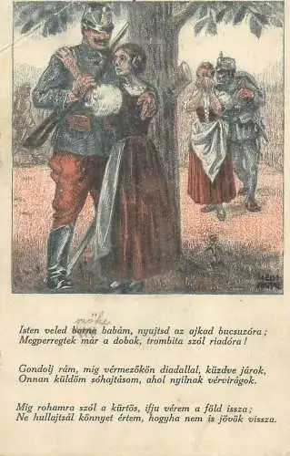 Weiss Antal signed Hungary Patriotika postcards military lovers patriotic song 1915