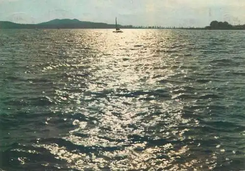 Europe Hungary Balaton lake greetings sailship 1968 postcard