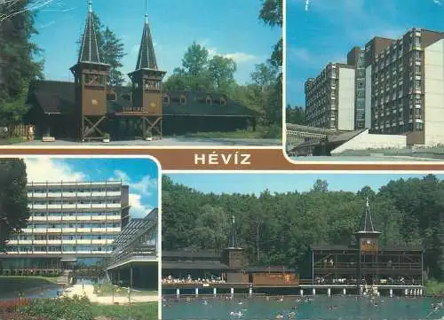Europe Hungary Heviz multi view 1992airplane stamp postcard