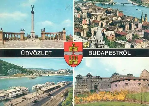 Europe Hungary Udvozlet Budapestrol multi view postcard