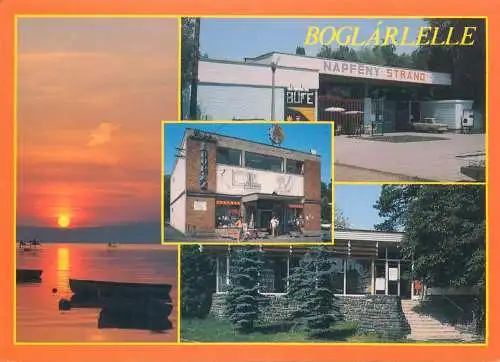 Europe Hungary Boglarlelle Napfeny strand multi view sunset postcard