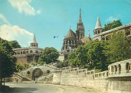 Europe Hungary Budapest fisher bastion and Matthias church 1972  postcard
