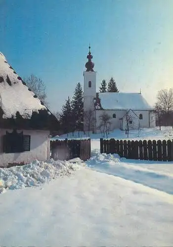 Europe Hungary Merry Christmas 1988 winter scene postcard