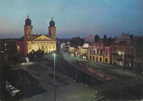 Europe Hungary Debrecen Kossuth Lajos square calvinistic church postcard