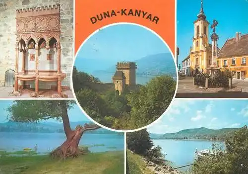 Europe Hungary Duna Kanyar multi view baloon large stamp  postcard