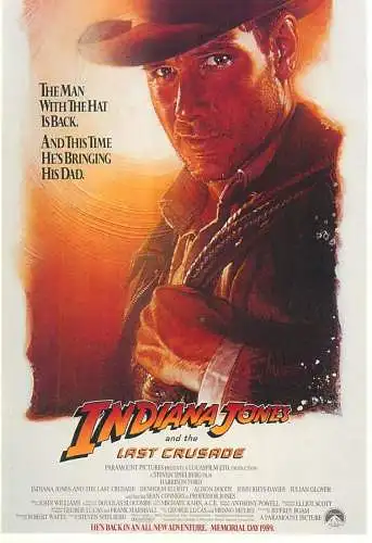 Cinema movie poster film advertising postcard Indiana Jones and the Last Crusade Harrison Ford