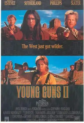 Cinema movie poster film advertising postcard Young Guns II Emilio Estevez Kiefer Sutherland Christian Slater
