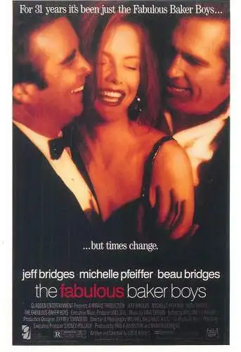 Cinema movie poster film advertising postcard Jeff Bridges Michelle Pfeiffer Beau Bridges in The Fabulous Baker Boys