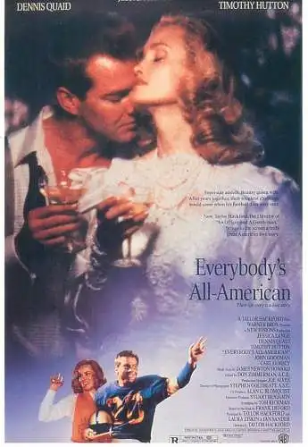 Cinema movie poster film advertising postcard Dennis Quaid Jessica Lange Timothy Hutton in Everybody`s All-American