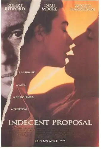 Cinema movie poster film advertising postcard Robert Redford Demi Moore Woody Harrelson in Indecent Proposal