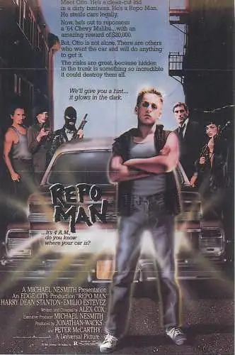 Cinema movie poster film advertising postcard Repo Man