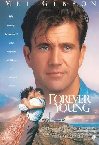 Cinema movie poster film advertising postcard Mel Gibson in Forever Young