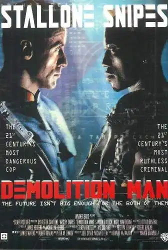 Cinema movie poster film advertising postcard Stallone & Snipes in Demolition Man