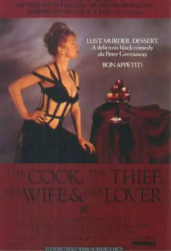Cinema movie poster film advertising postcard The Cook, The Thief, His Wife & Her Lover