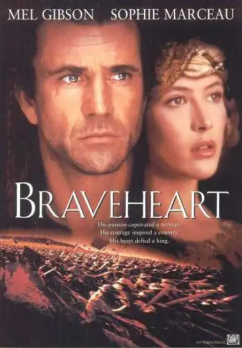 Cinema movie poster film advertising postcard Braveheart Mel Gibson Sophie Marceau