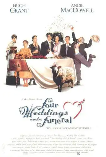 Cinema movie poster film advertising postcard Four Weddings and a Funeral a Mike Newell film
