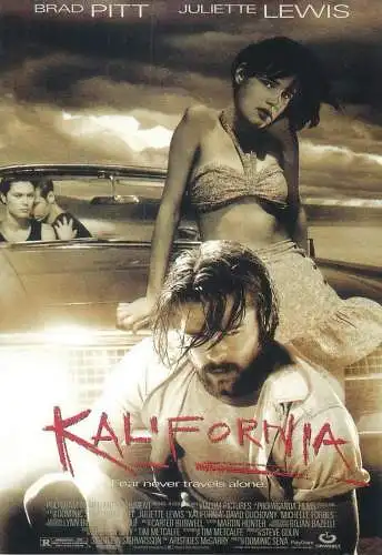 Cinema movie poster film advertising postcard Bradd Pitt Juliette Lewis in Kalifornia