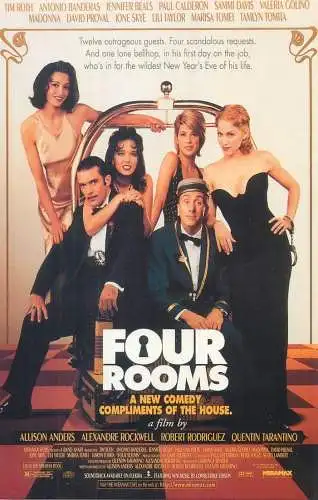 Cinema movie poster film advertising postcard Four Rooms comedy a film by Quentin Tarantino