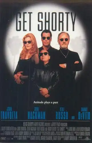 Cinema movie poster film advertising postcard Get Shorty John Travolta Gene Hackman Rene Russo Danny DeVito