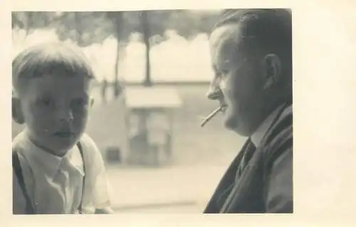 Postcard father and son photo