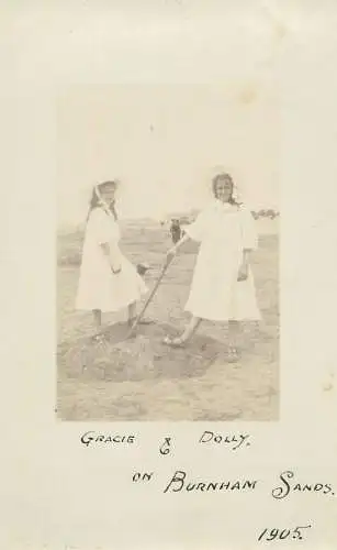 Postcard Gracie & Dolly on Burnham Sands 1905 photo