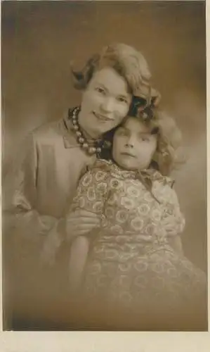 Postcard mother and her daughter portrait souvenir photo