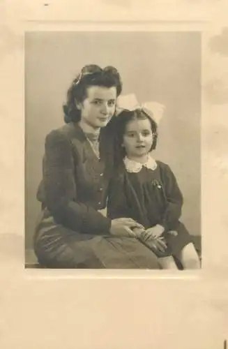 Postcard mother & daughter family picture