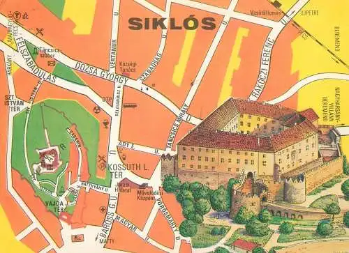 Europe Hungary Siklos 1975 region map postcard
