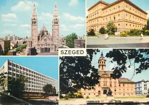 Europe Hungary Szeged multi view 1974 postcard