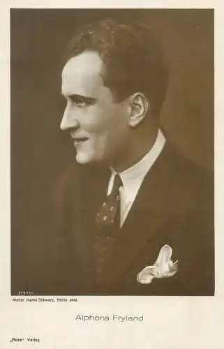 Actor card Alphons Fryland suit smile joy portrait beauty gaze elegance postcard