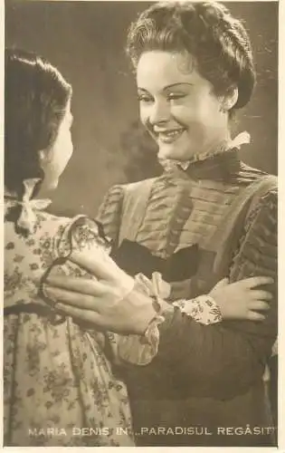 Actor card Maria Denis in Paradisul pierdut smile joy portrait beauty gaze elegance postcard