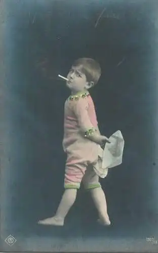 Greetings swiiming bat suit cigarette 1911 costume happy days smile innocence beauty joy postcard