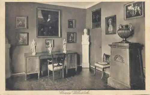 Weimar Goethe national museum interior hungarian franking stamps