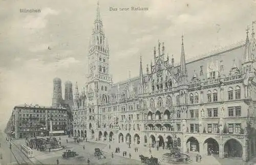 Allemagne Munchen das neue Rathaus tramway 1909