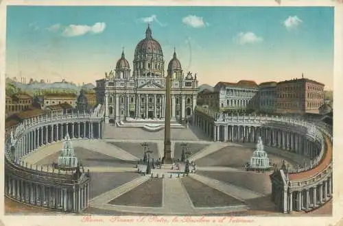 Italia Roma Piazza S. Pietro Basilica e il Vaticano 1914