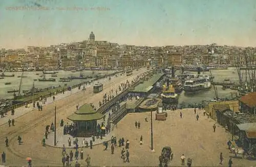 Turkey Constantinople vue du pont de Galata 1930 romanian royalty infant king Michael franking stamps