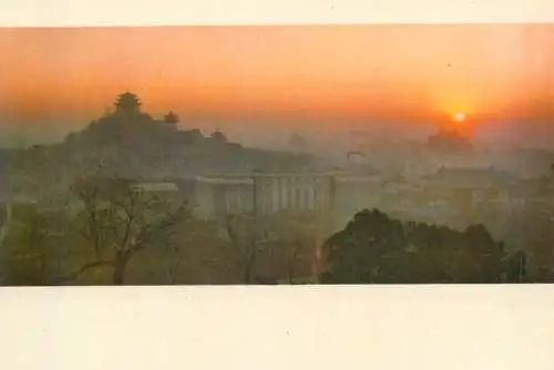 Asia China Peking Sunrise scene at Coal Hill postcard