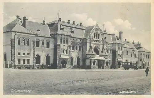 Hungary ZALAEGERSZEG 1930 Vasútállomás, régi képeslap railways station gare