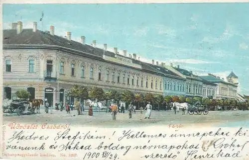 Hungary Békéscsaba Udvozlet Csabarol 1900 Fo-ter litho Postkarte