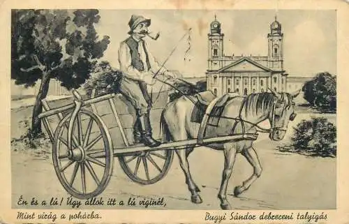 Hungary Debrecen Bugyi Sandor horse cart carriage